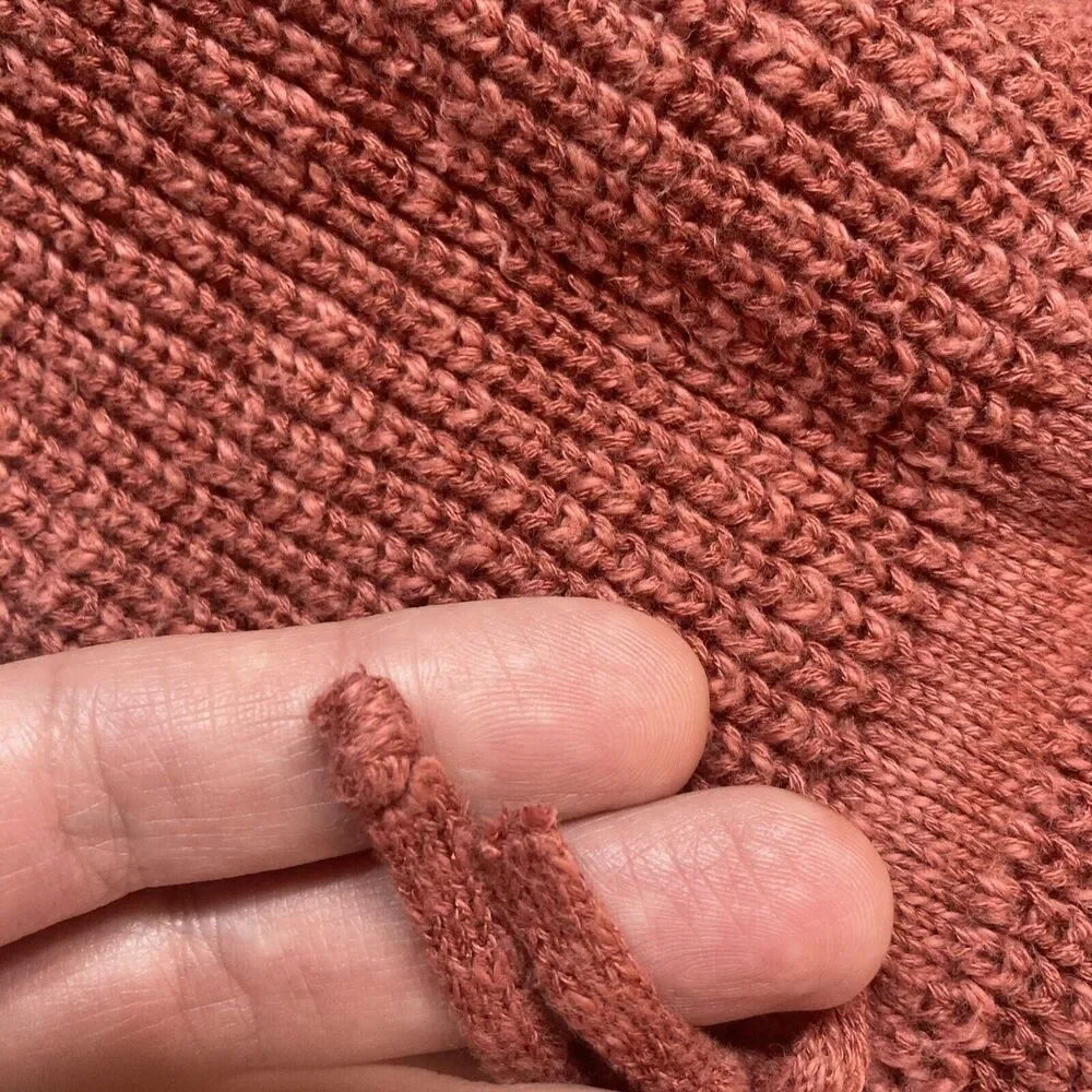 Lucky Brand Dark Pink Crop Sweater Shoe Lace Round Neck Size Small